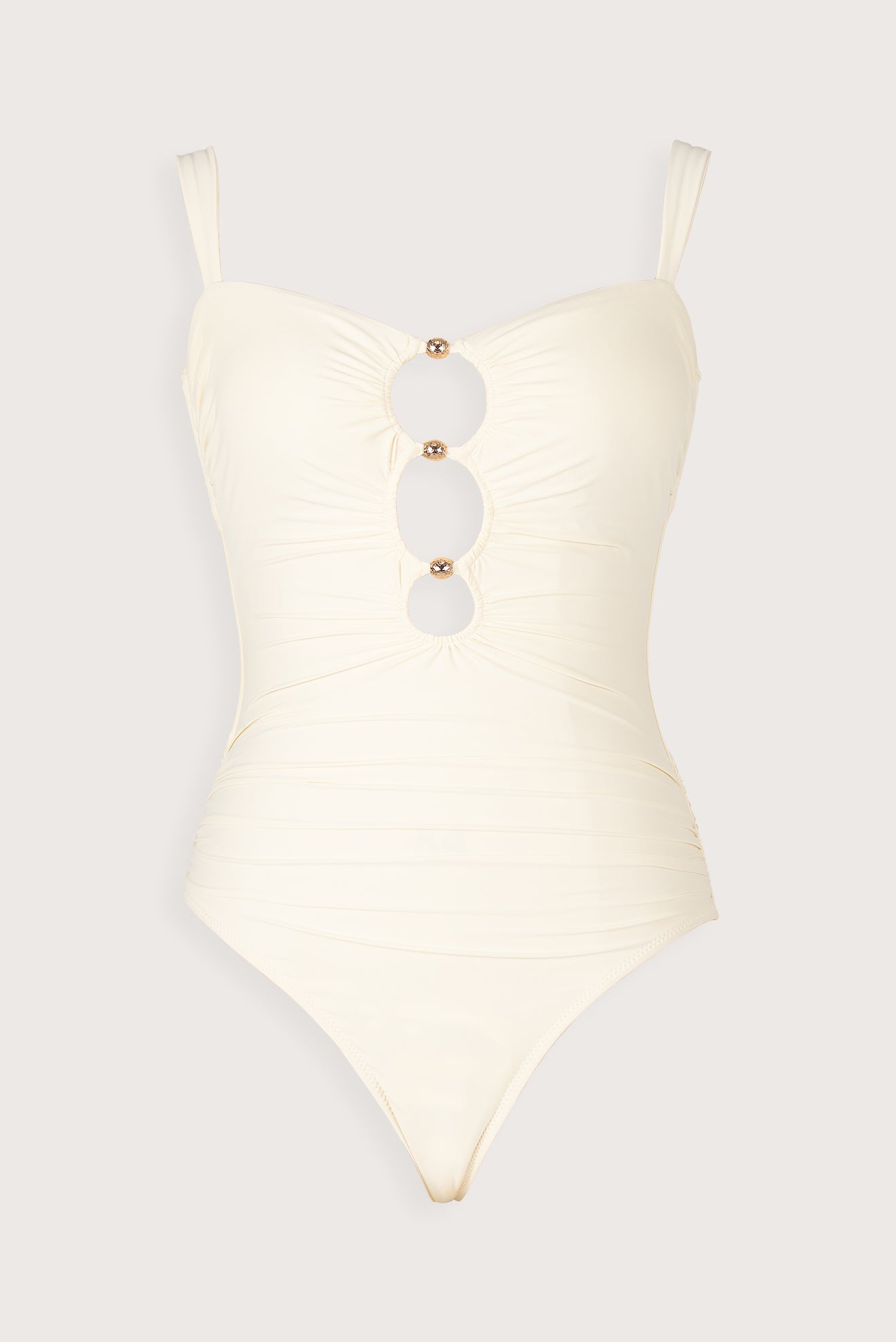 Entero Bandeau Crema Detalles Metálicos