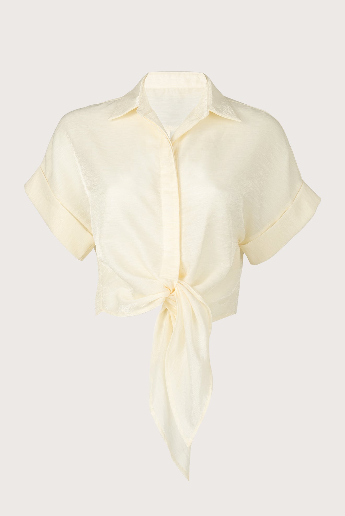 Camisa Crop Ilhabella Shine Crema