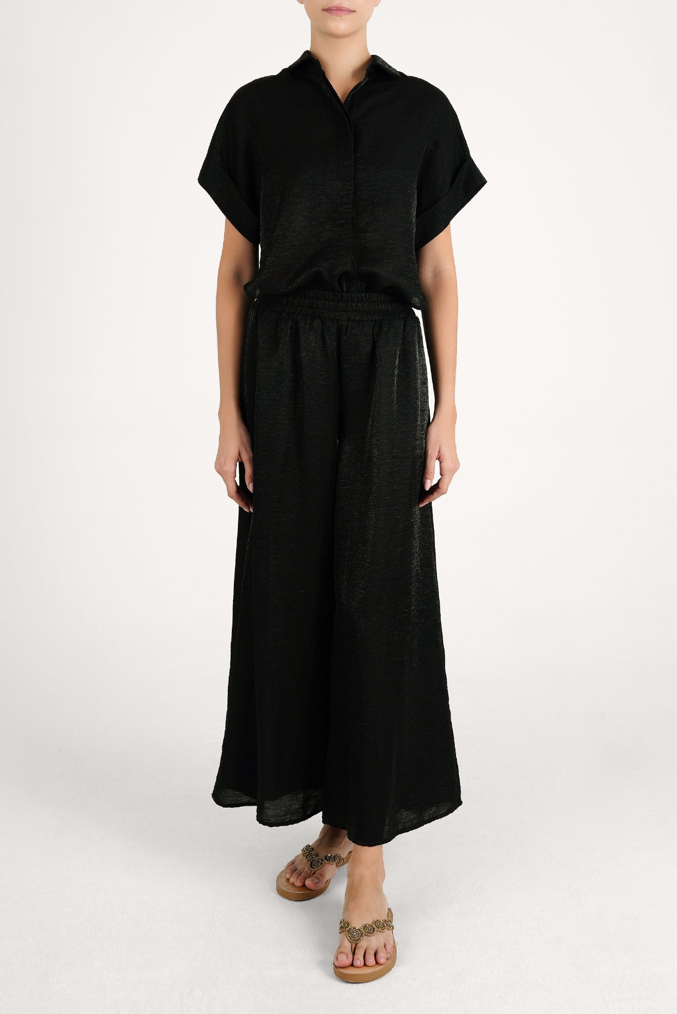 Camisa Crop Ilhabella Shine Negro