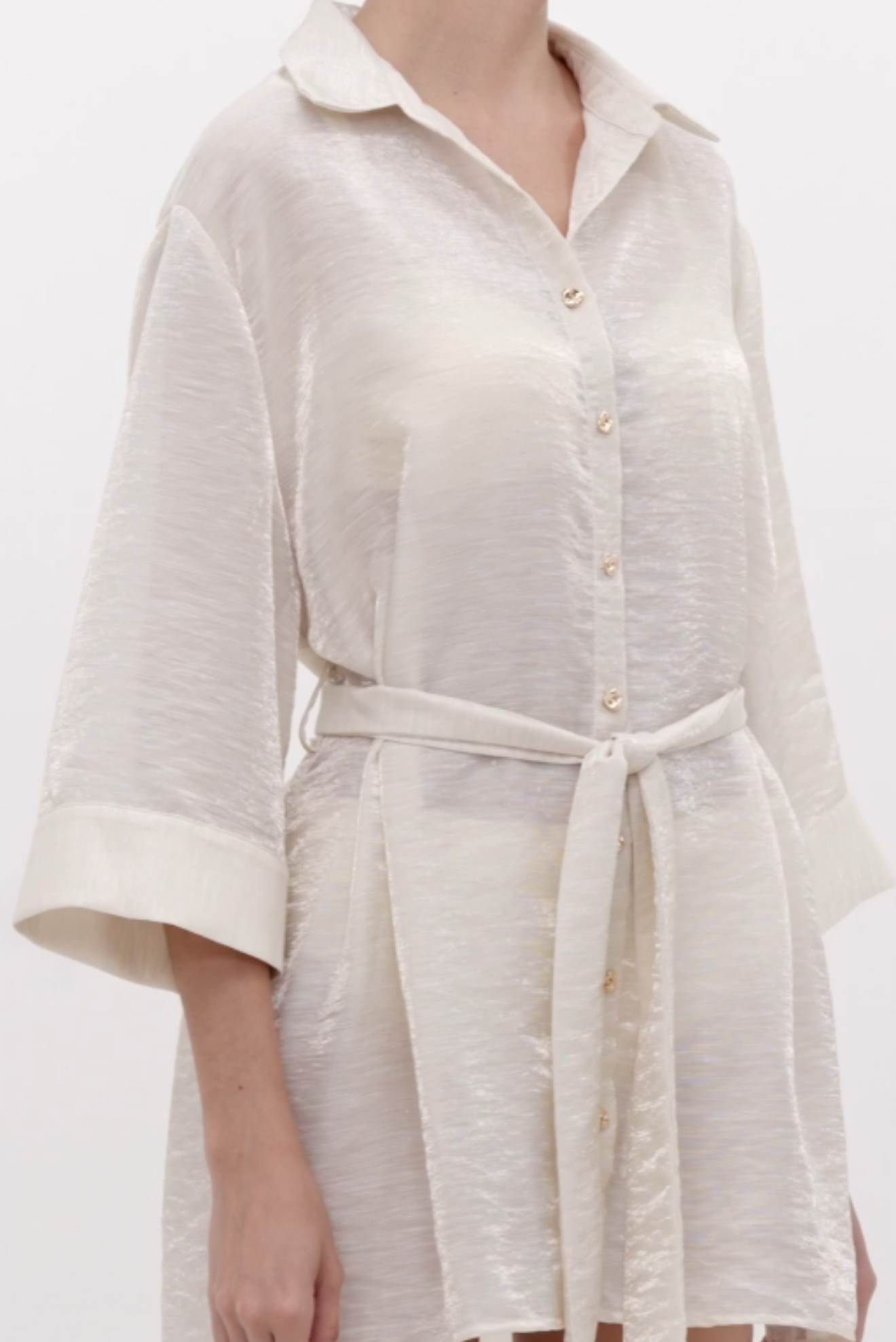 Camisa Larga Ilhabella Shine Crema