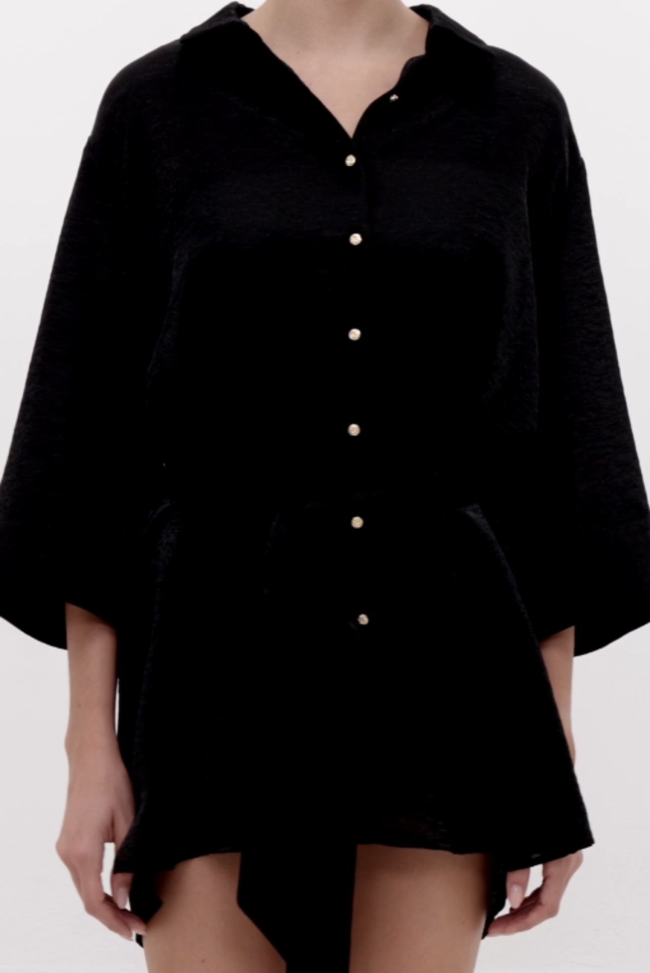 Camisa Larga Ilhabella Shine Negro