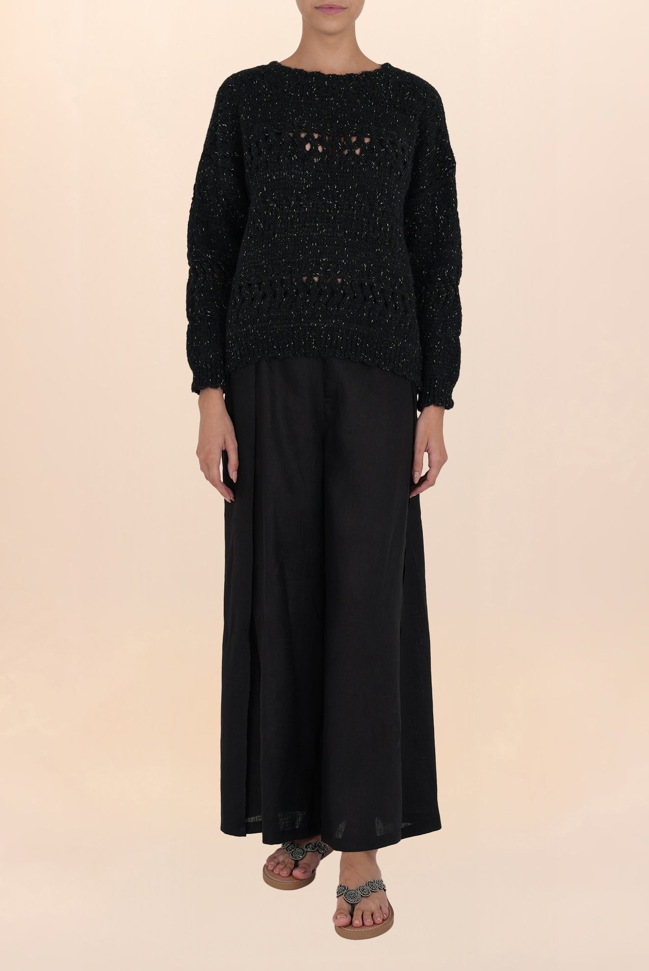AMALIA BLACK OPENWORK SWEATER