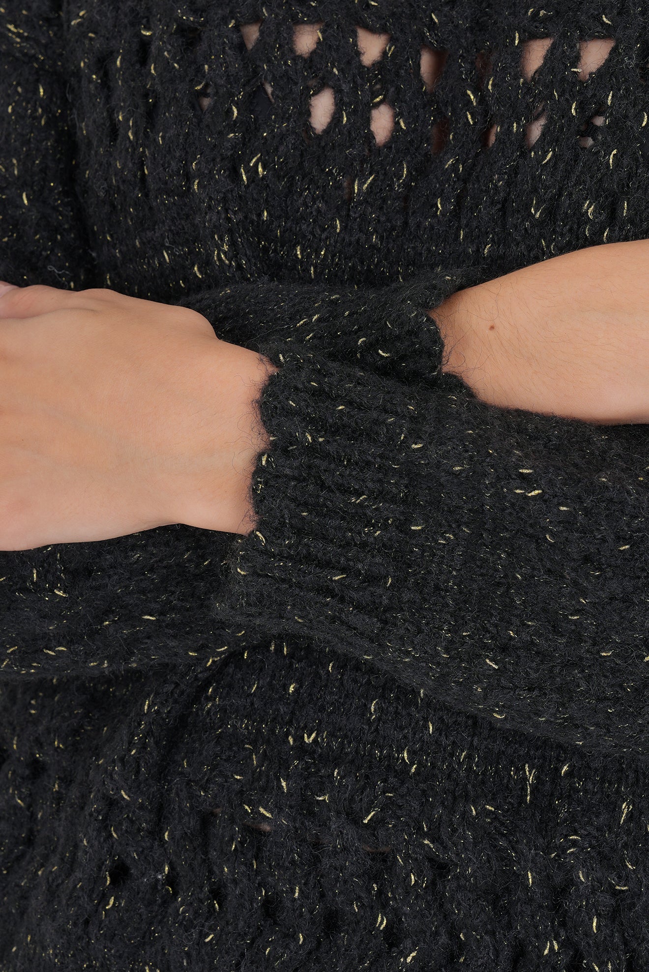 AMALIA BLACK OPENWORK SWEATER