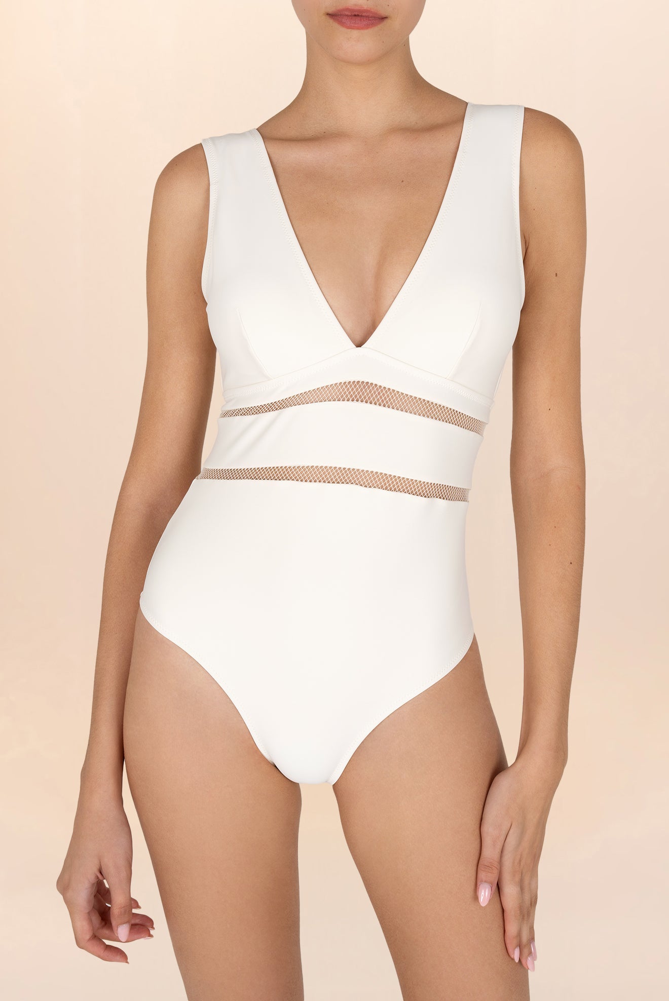 One Piece Off-White V-Neck Ruan
