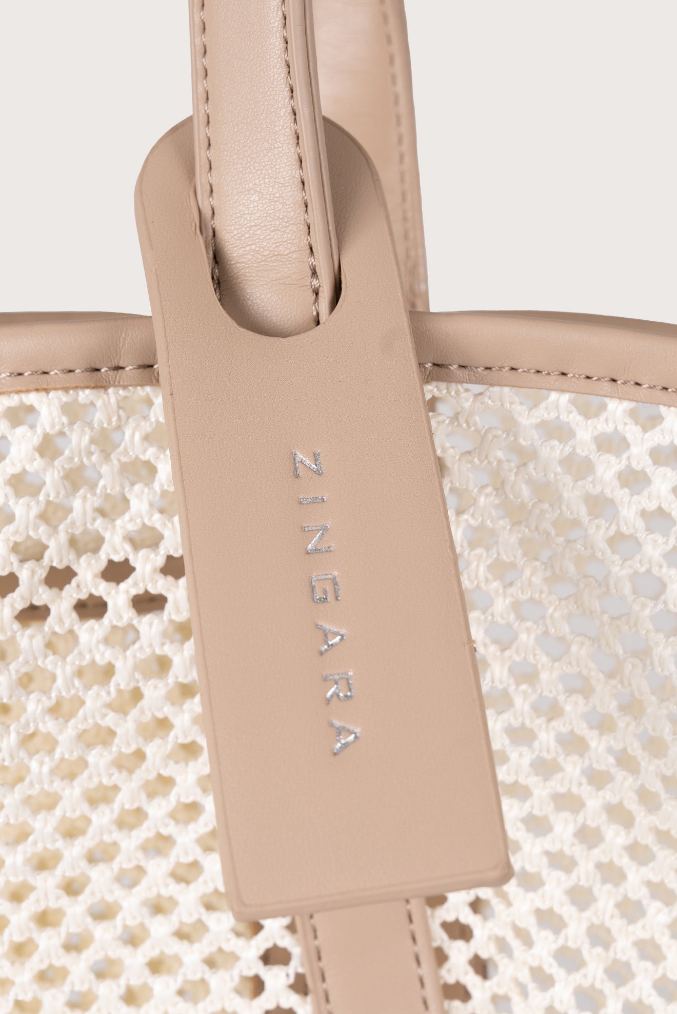 Cream Mesh Tote Bag