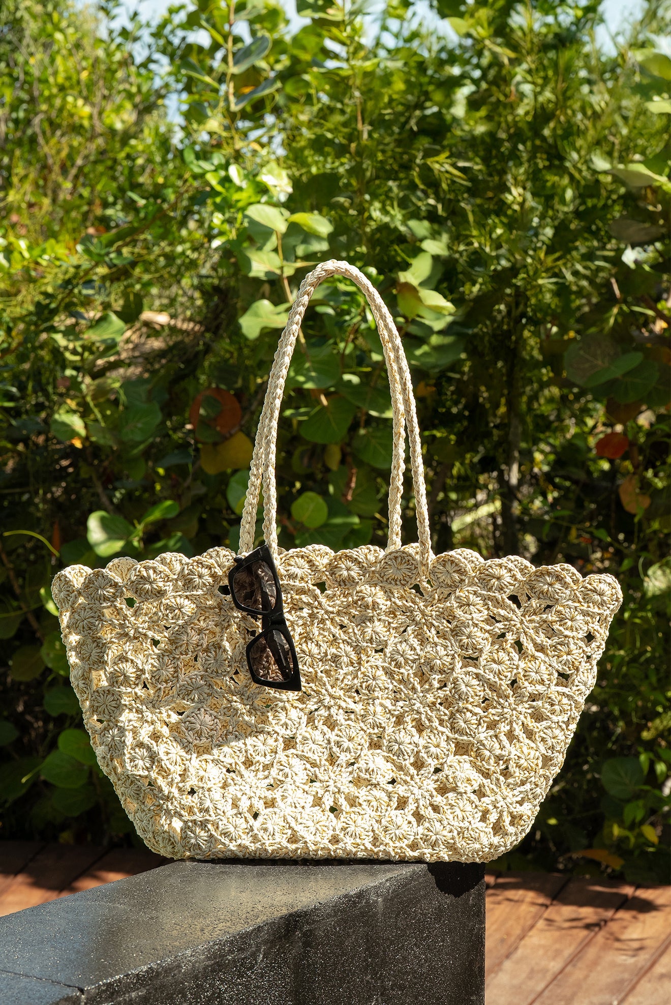 Bolsa Basket Flores Off White