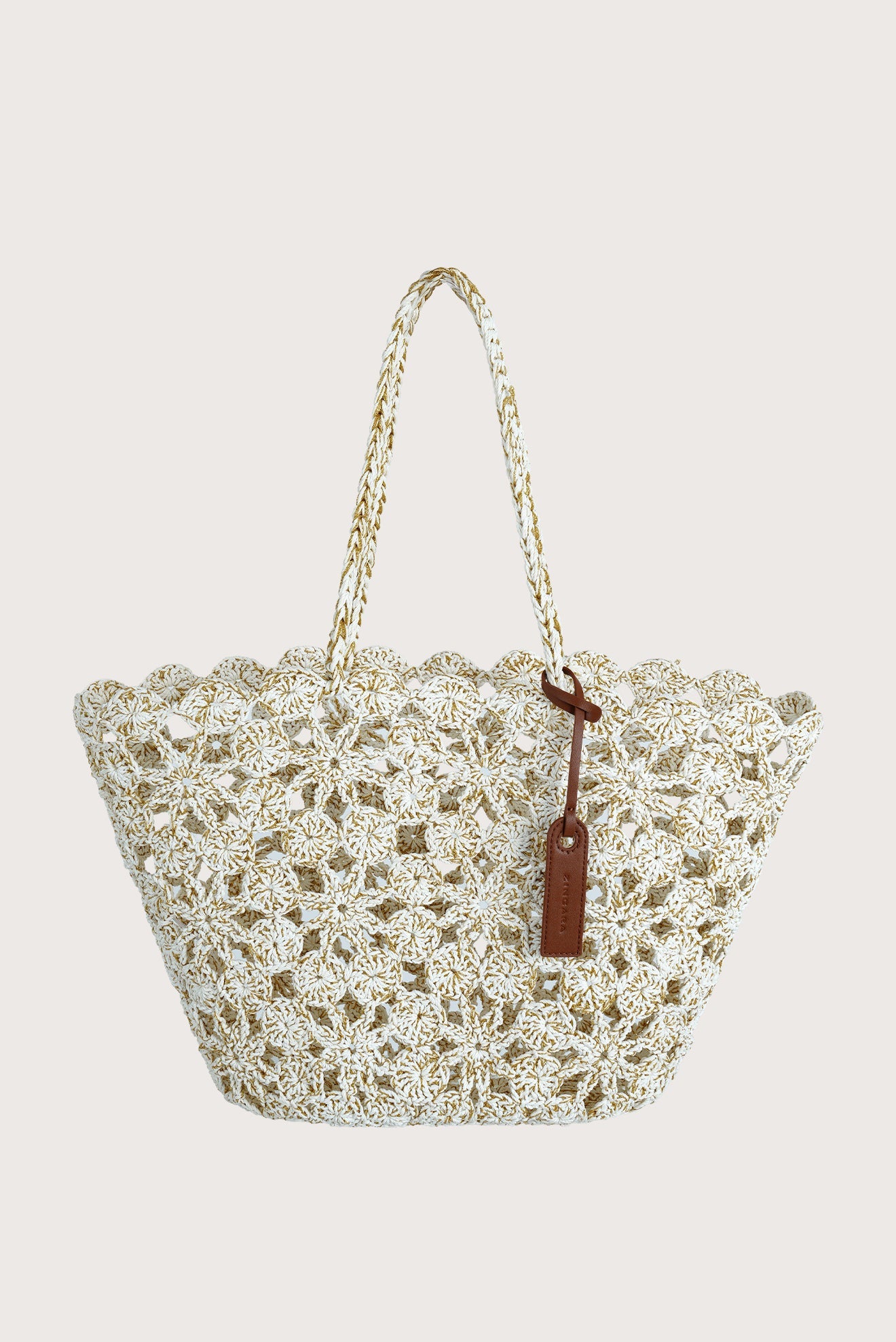 Bolsa Basket Flores Off White