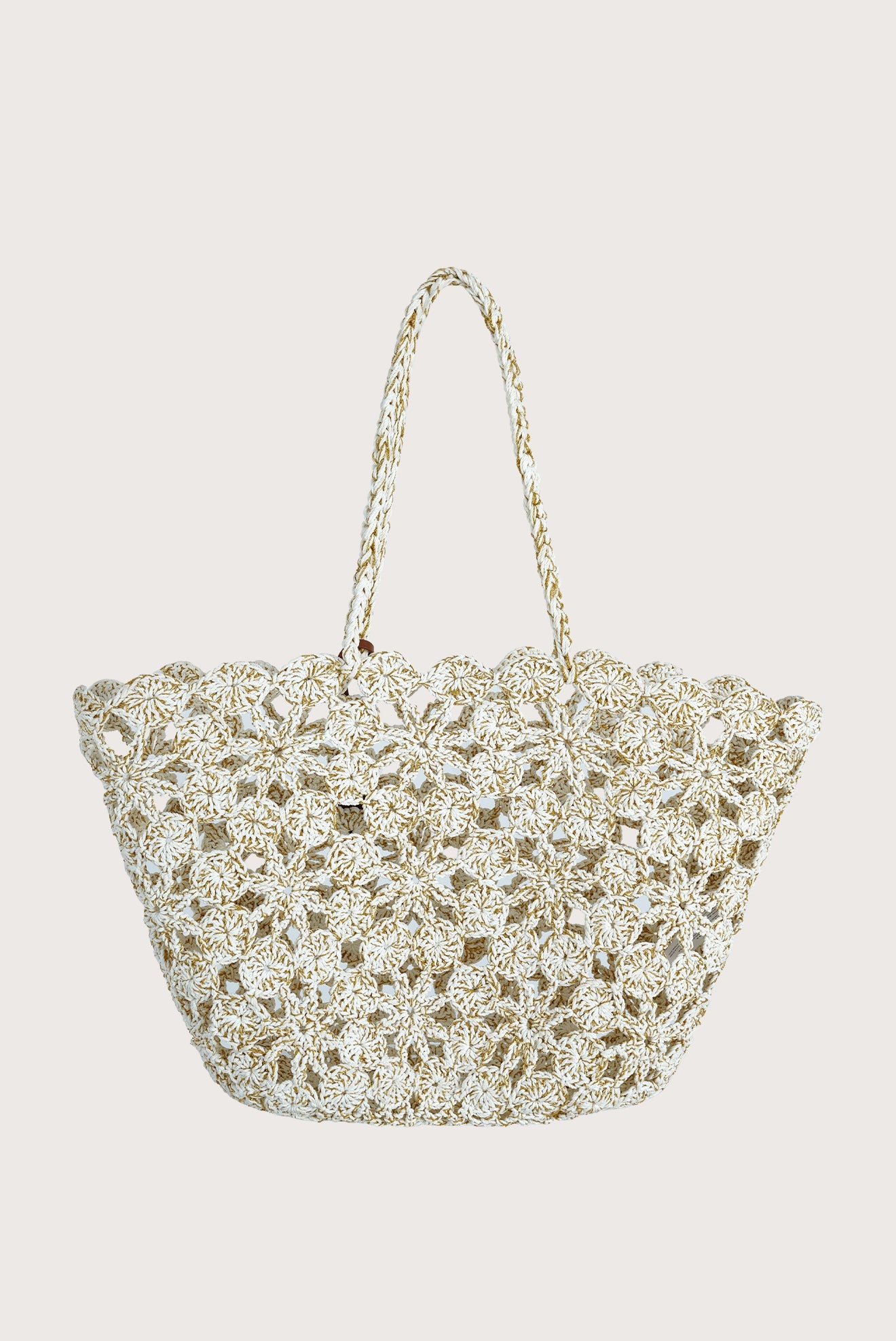 Bolsa Basket Flores Off White