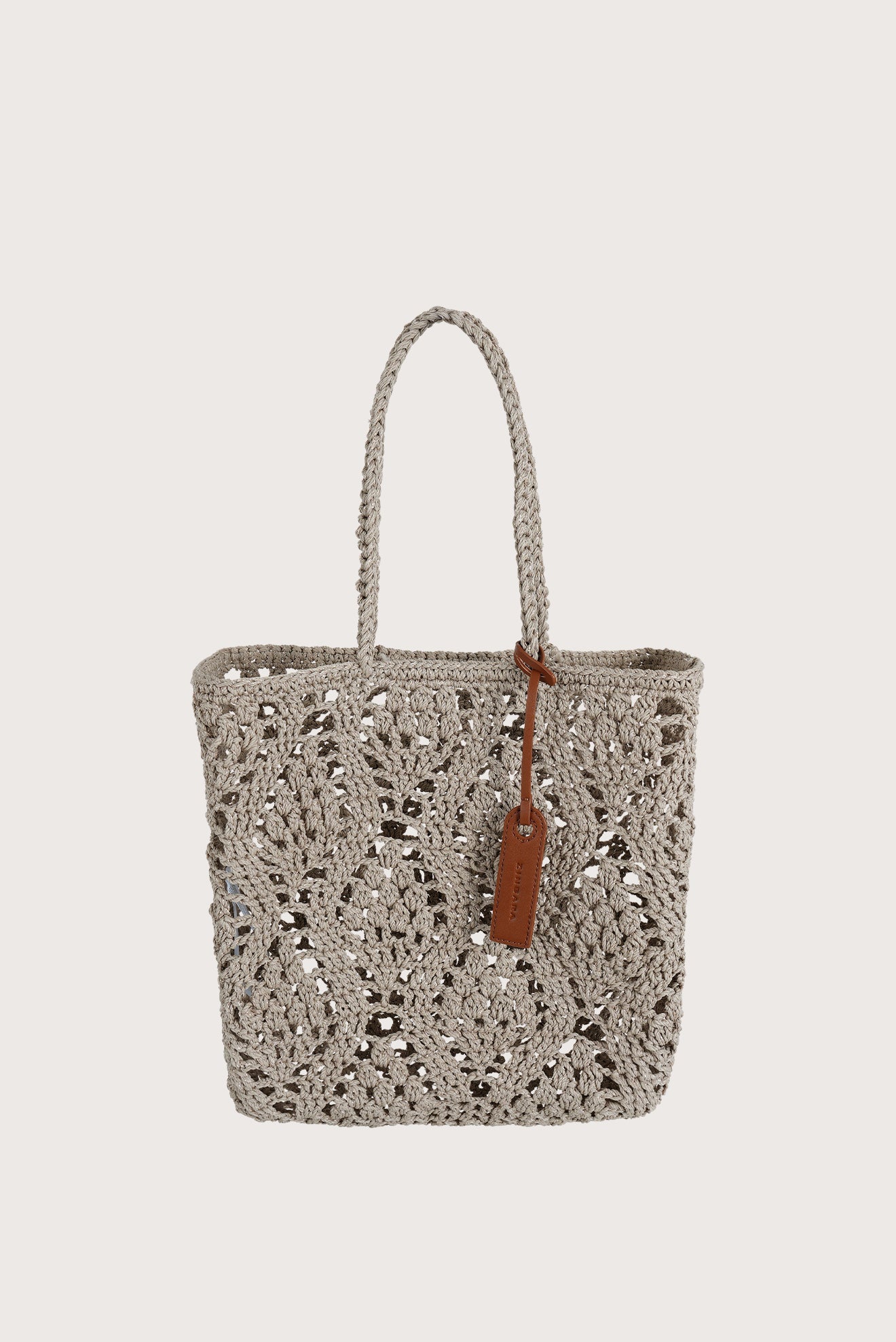 Bolsa Crochet Diamantes Beige