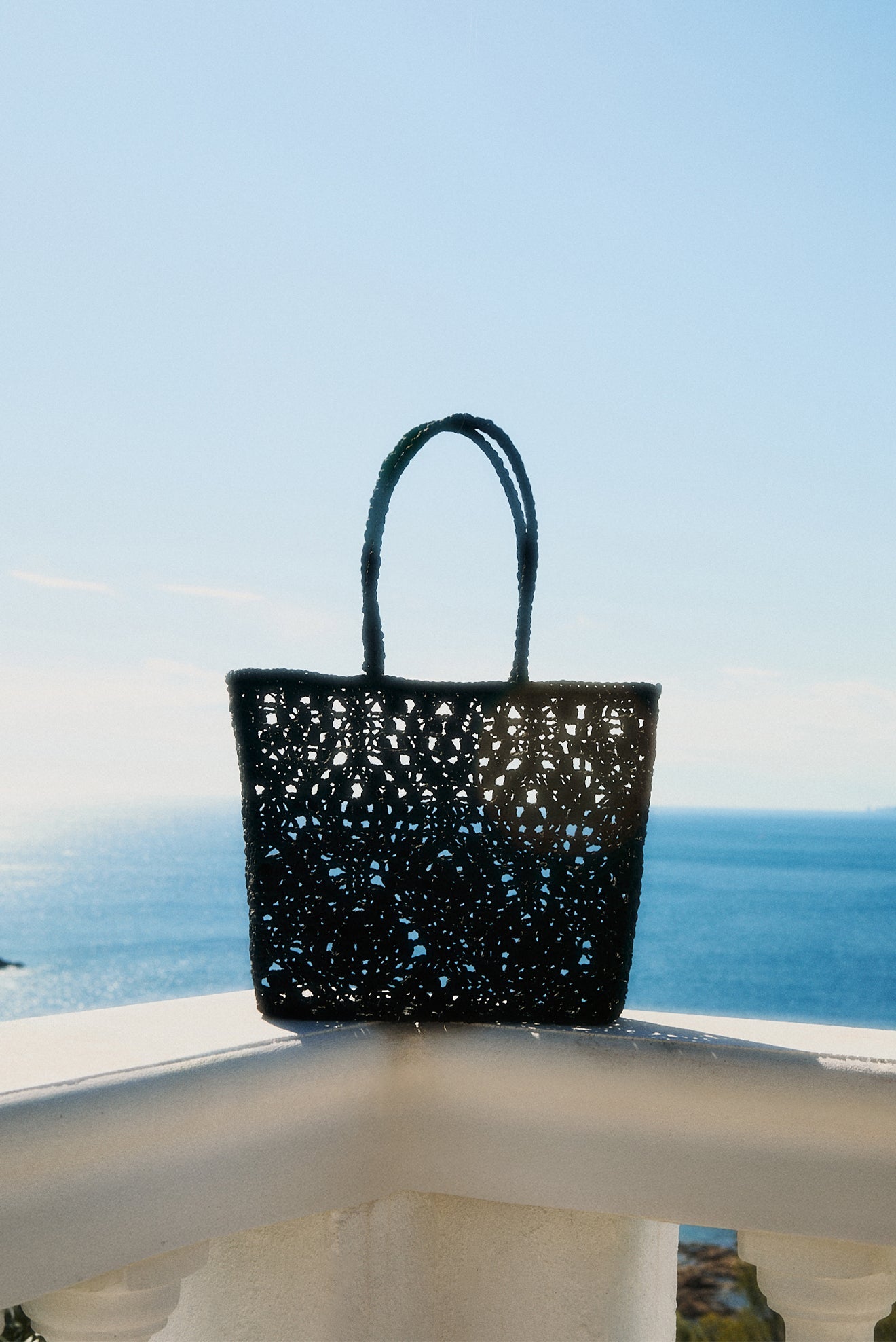 Bolsa Crochet Diamantes Negro