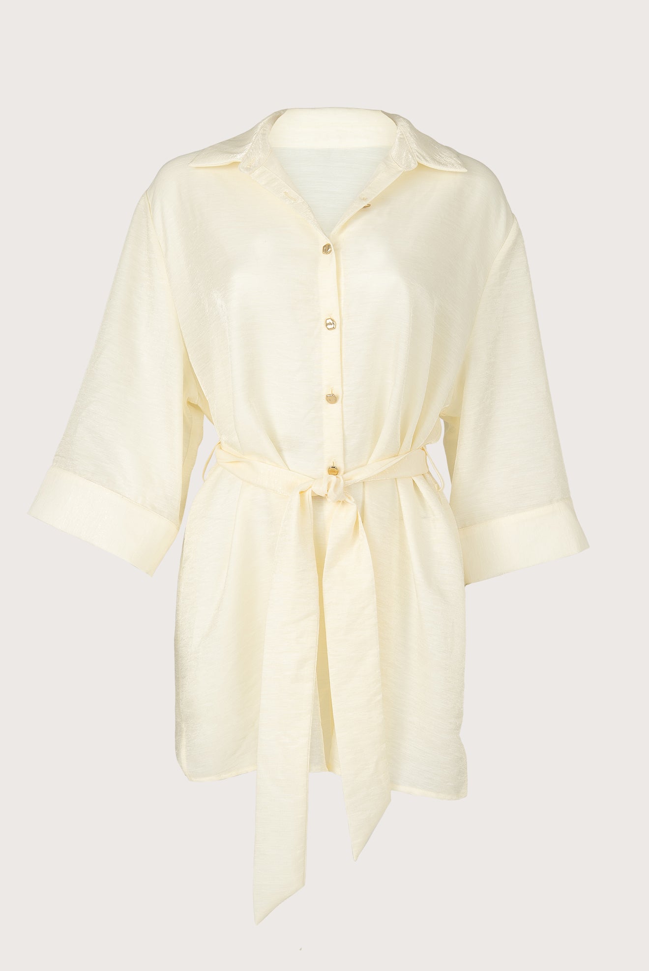 Camisa Larga Ilhabella Shine Crema