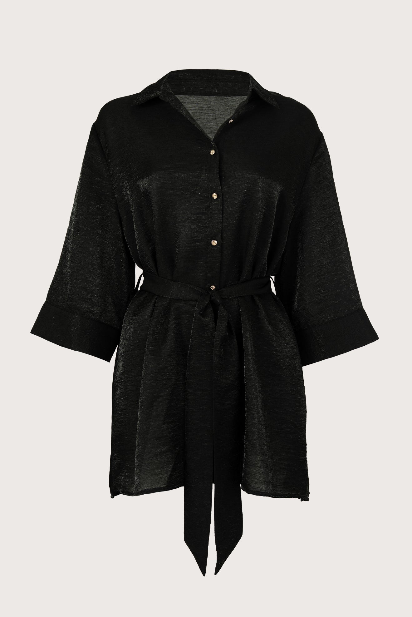 Camisa Larga Ilhabella Shine Negro