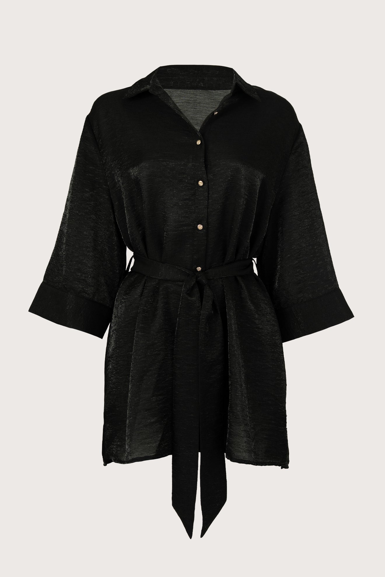 Camisa Larga Ilhabella Shine Negro