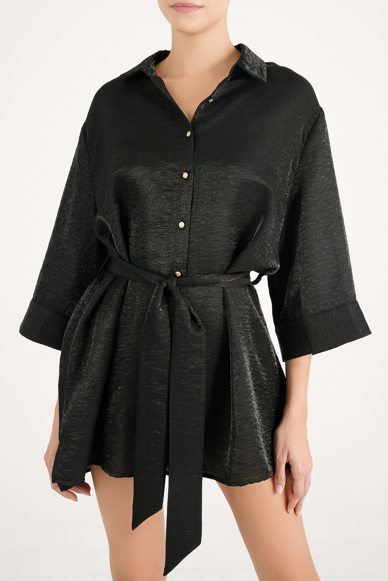 Camisa Larga Ilhabella Shine Negro