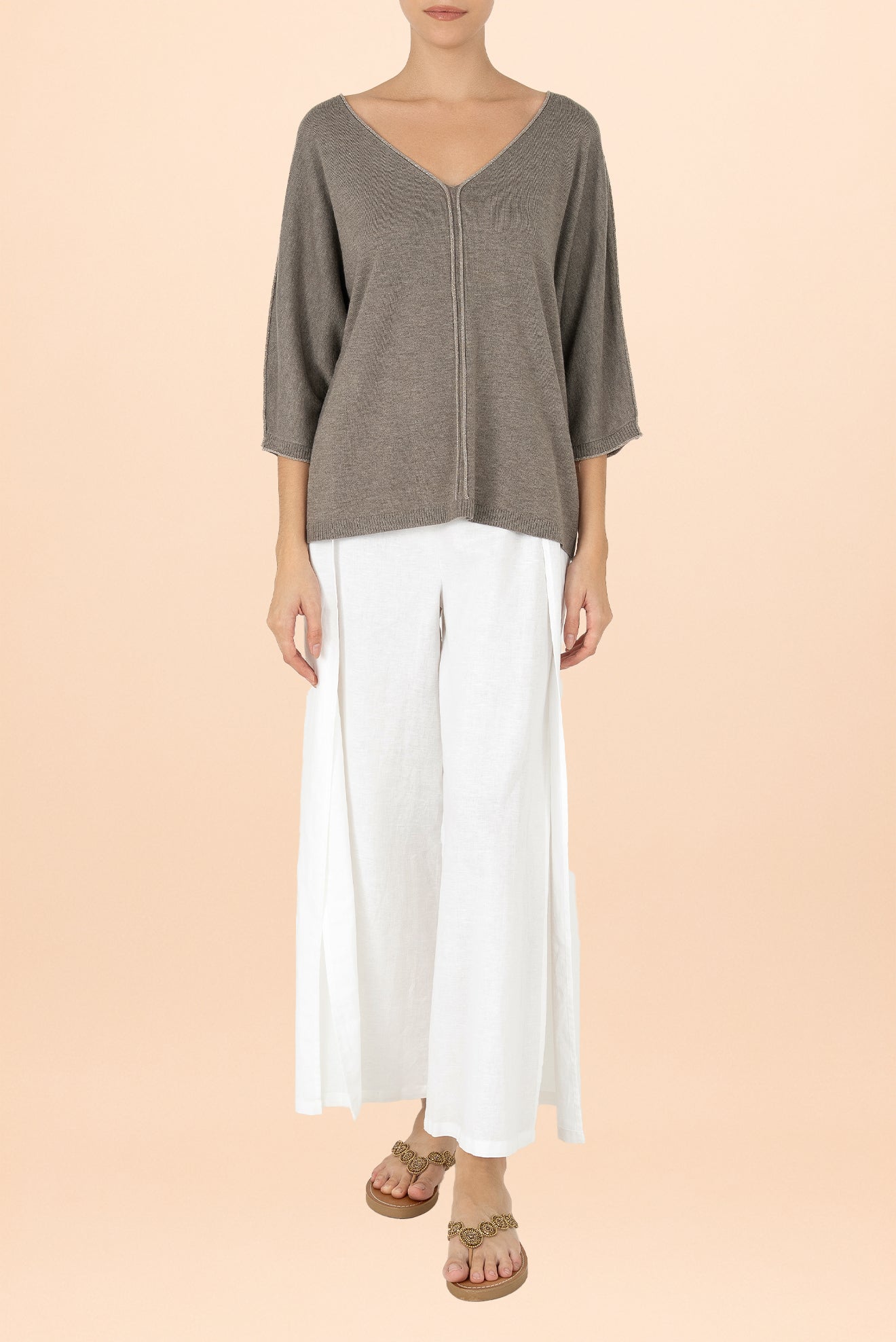 Suéter Perla Cuello V Gris