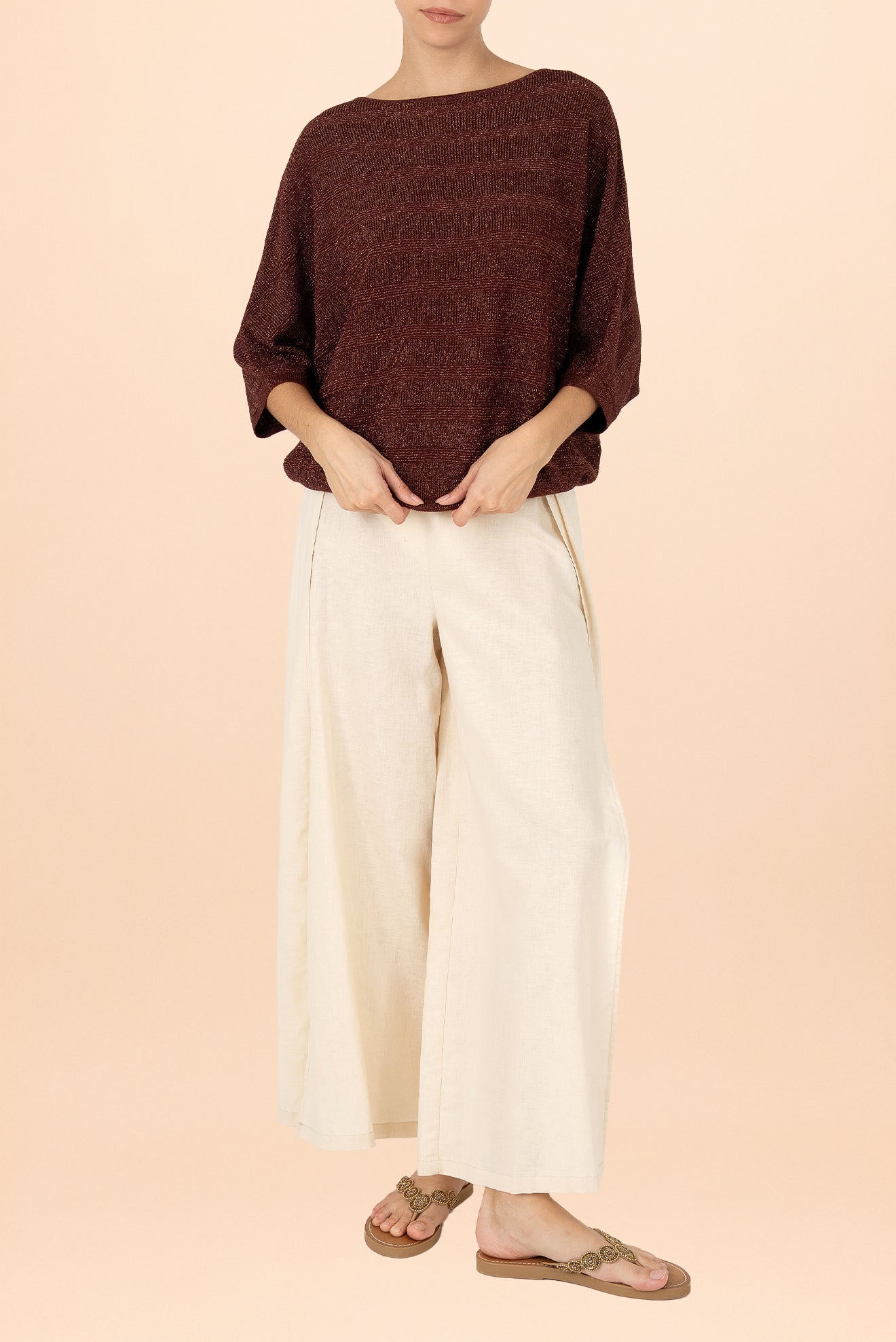 Suéter Perla Lurex Stripe Café