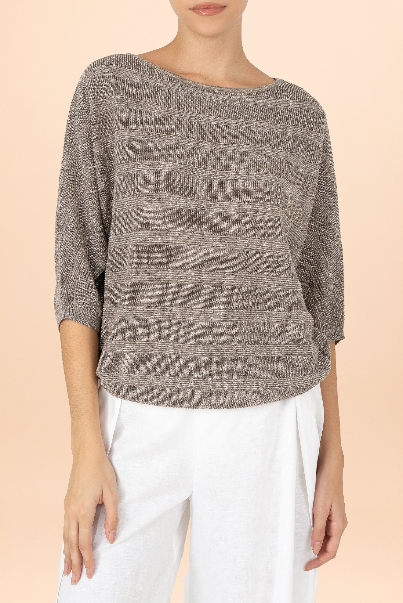 Suéter Perla Lurex Stripe Gris