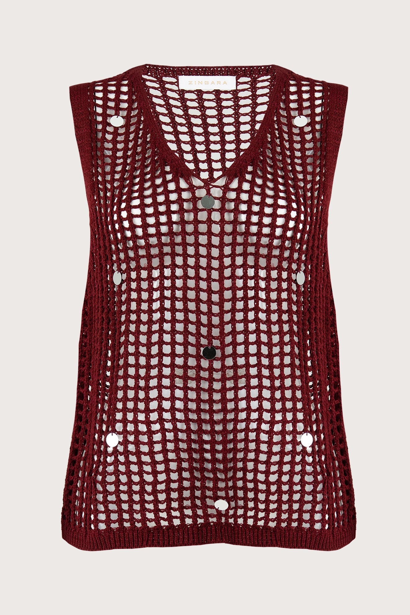 Chaleco Calado Genie Sequin Vino