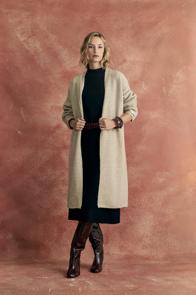 Saco Largo Tejido Beige