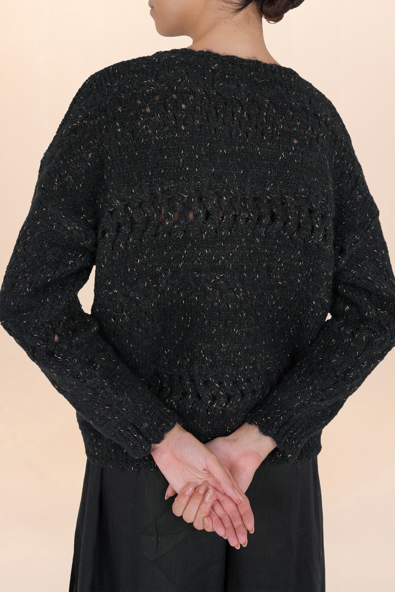 AMALIA BLACK OPENWORK SWEATER