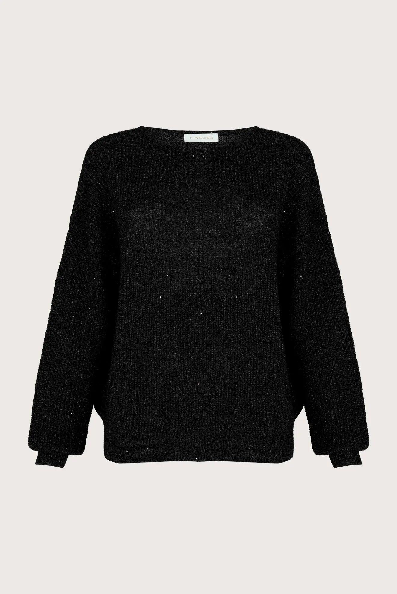 SUƒTER DE PUNTO CON LENTEJUELAS PERLA NEGRO Zingara