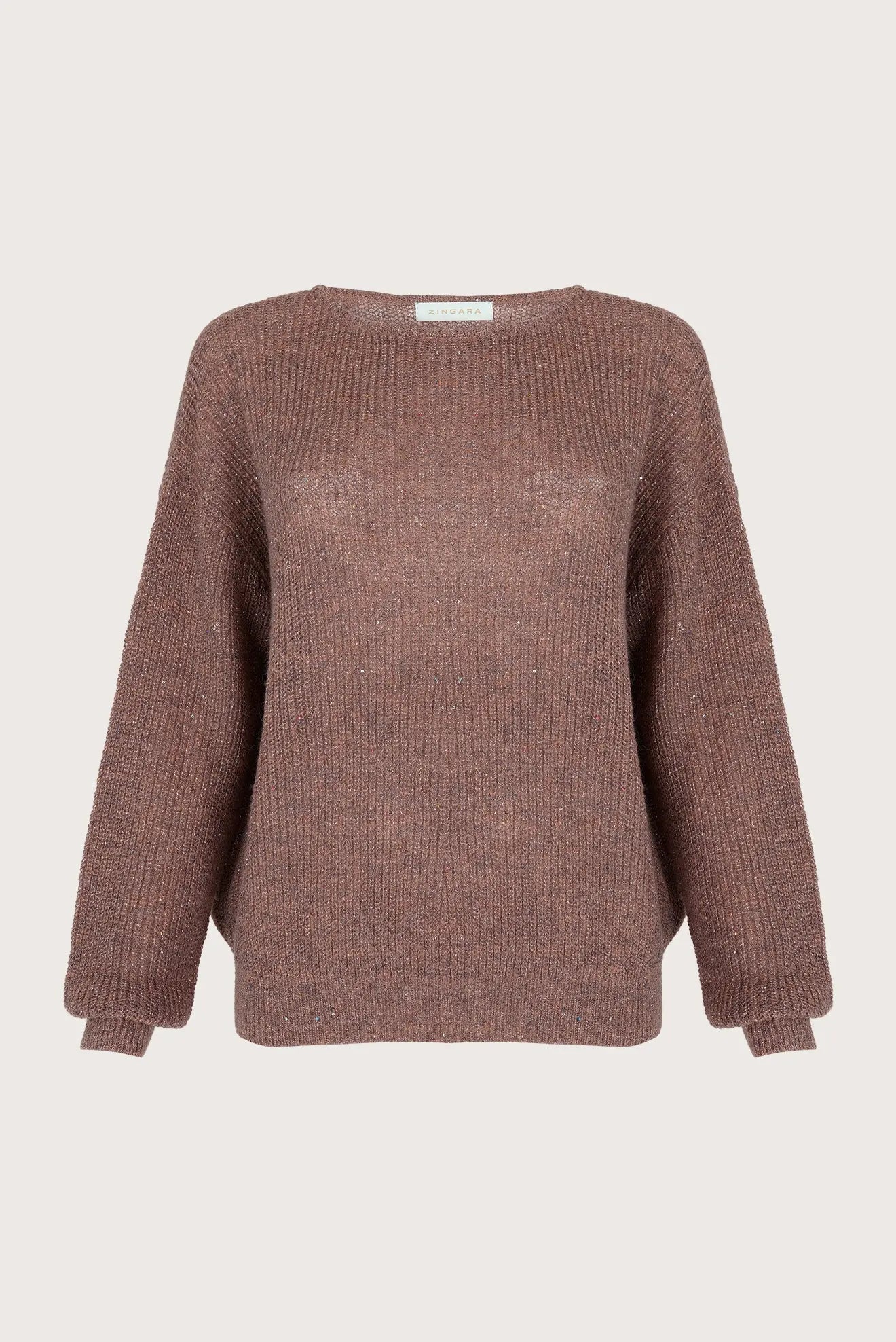 SUƒTER DE PUNTO CON LENTEJUELAS PERLA ROSA Zingara
